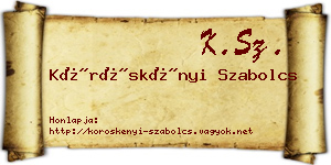 Köröskényi Szabolcs névjegykártya
