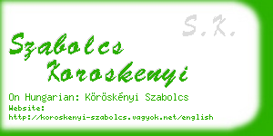 szabolcs koroskenyi business card
